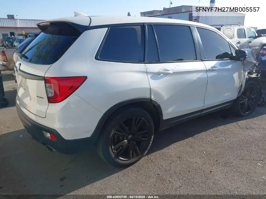 2021 Honda Passport 2Wd Sport VIN: 5FNYF7H27MB005557 Lot: 42003789