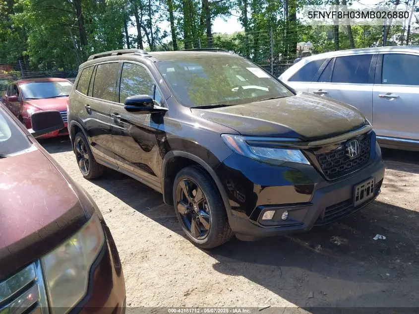 2021 Honda Passport Awd Elite VIN: 5FNYF8H03MB026880 Lot: 42181712
