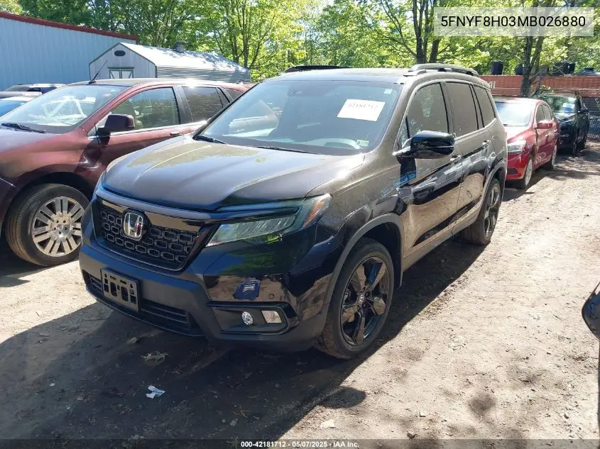 2021 Honda Passport Awd Elite VIN: 5FNYF8H03MB026880 Lot: 42181712