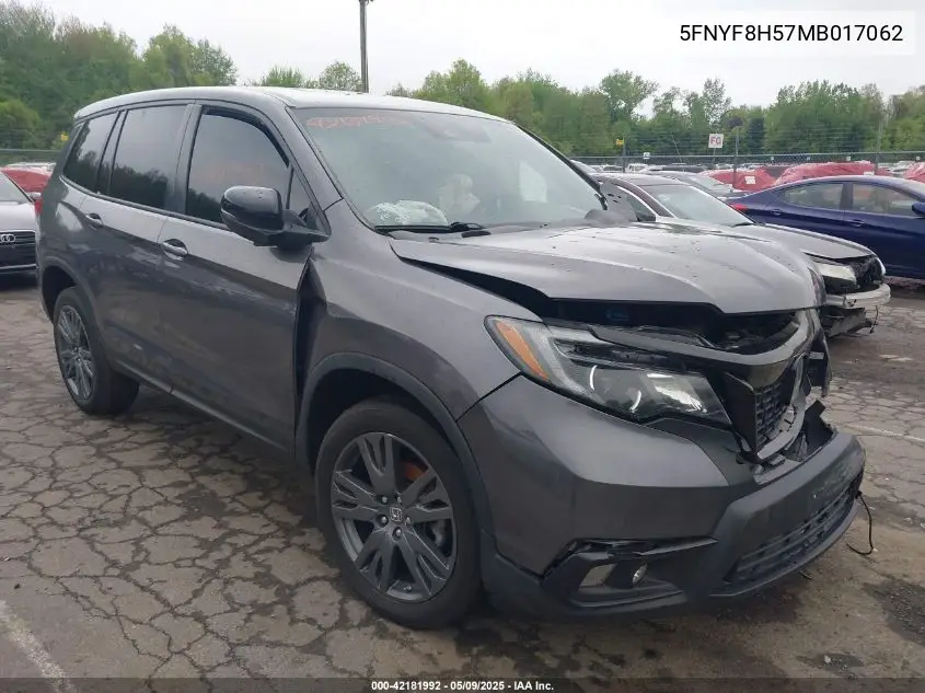 2021 Honda Passport Awd Ex-L VIN: 5FNYF8H57MB017062 Lot: 42181992