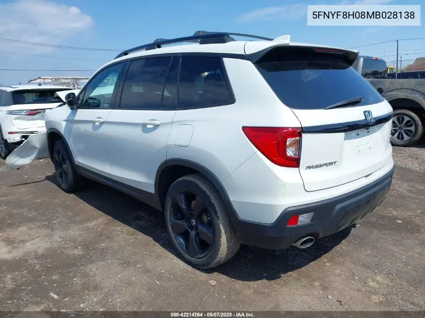 2021 Honda Passport Awd Elite VIN: 5FNYF8H08MB028138 Lot: 42214764