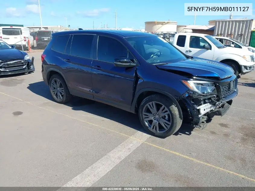 2021 Honda Passport 2Wd Ex-L VIN: 5FNYF7H59MB011127 Lot: 42228030