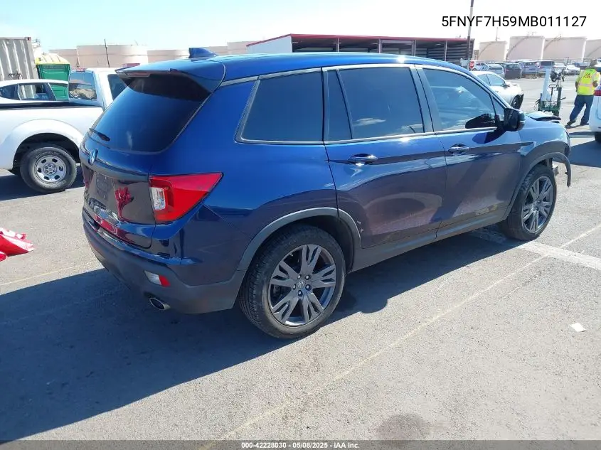 2021 Honda Passport 2Wd Ex-L VIN: 5FNYF7H59MB011127 Lot: 42228030