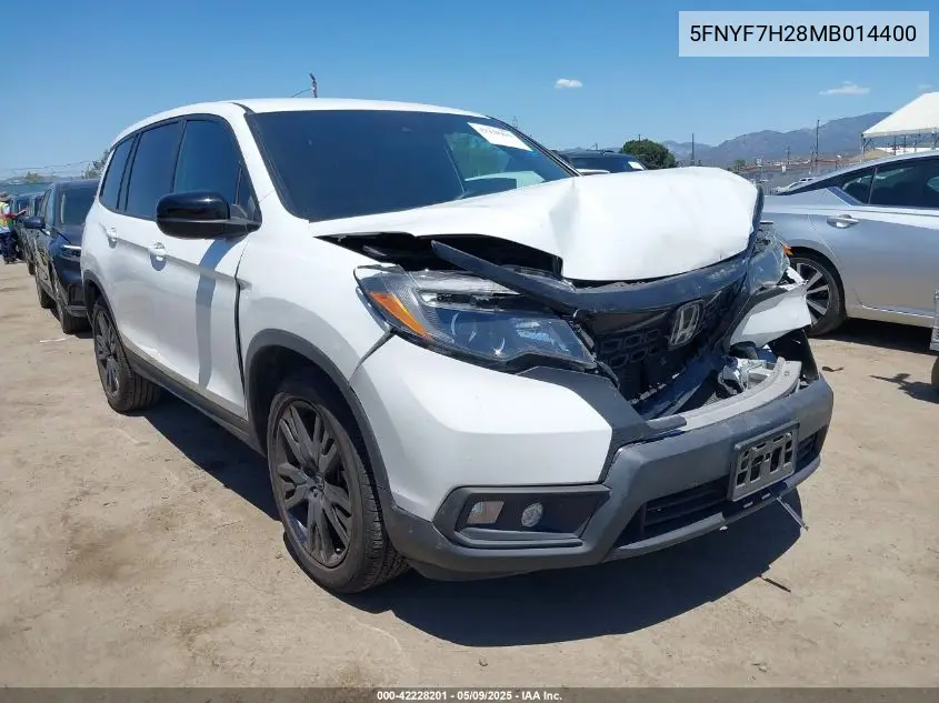 2021 Honda Passport 2Wd Sport VIN: 5FNYF7H28MB014400 Lot: 42228201