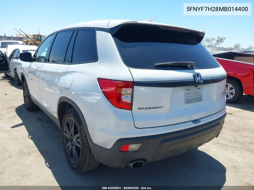 2021 Honda Passport 2Wd Sport VIN: 5FNYF7H28MB014400 Lot: 42228201