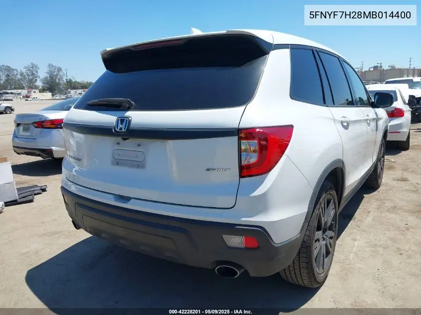 2021 Honda Passport 2Wd Sport VIN: 5FNYF7H28MB014400 Lot: 42228201