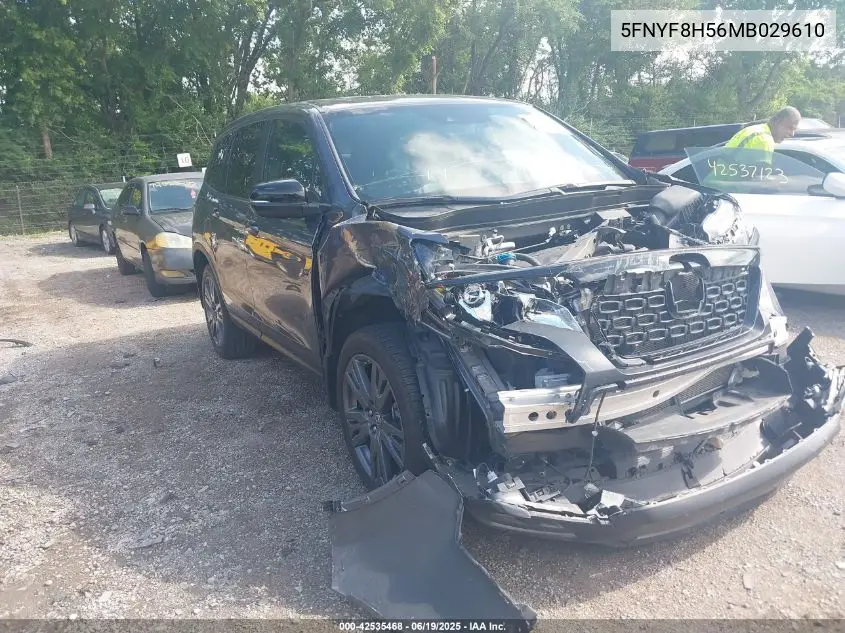 2021 Honda Passport Exl VIN: 5FNYF8H56MB029610 Lot: 42535468