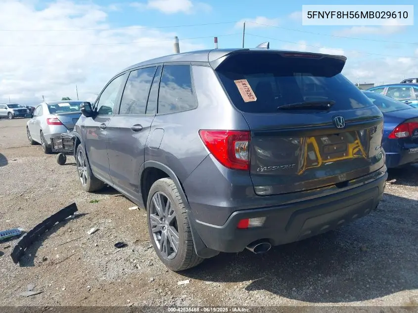 2021 Honda Passport Exl VIN: 5FNYF8H56MB029610 Lot: 42535468