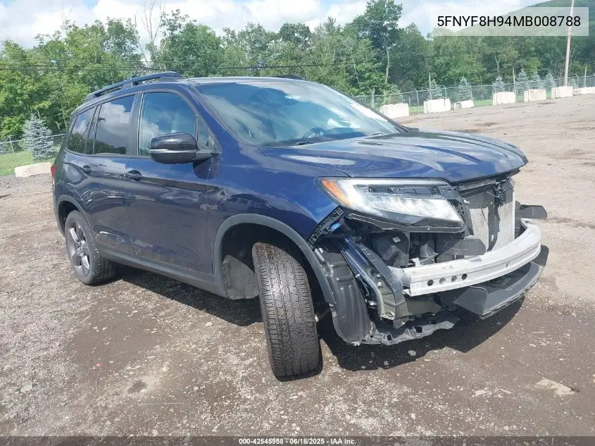 2021 Honda Passport Awd Touring VIN: 5FNYF8H94MB008788 Lot: 42545958