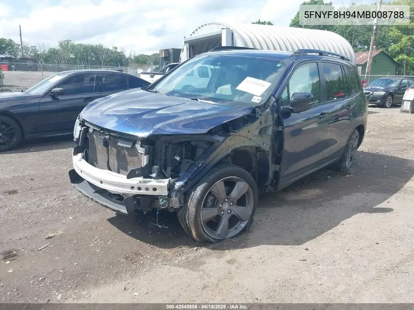 2021 Honda Passport Awd Touring VIN: 5FNYF8H94MB008788 Lot: 42545958