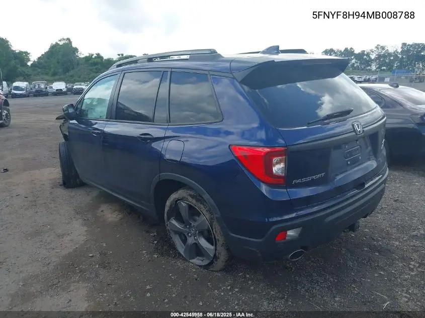 2021 Honda Passport Awd Touring VIN: 5FNYF8H94MB008788 Lot: 42545958