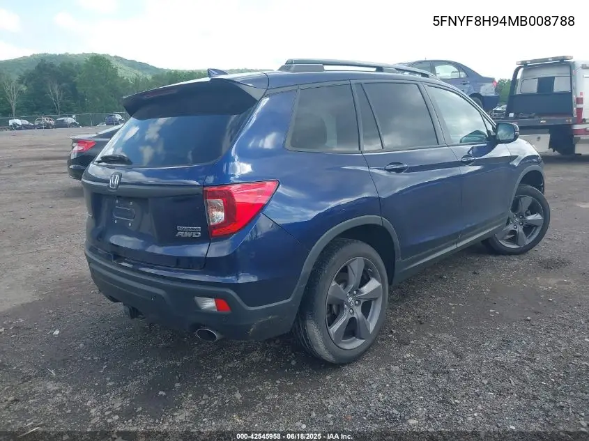2021 Honda Passport Awd Touring VIN: 5FNYF8H94MB008788 Lot: 42545958
