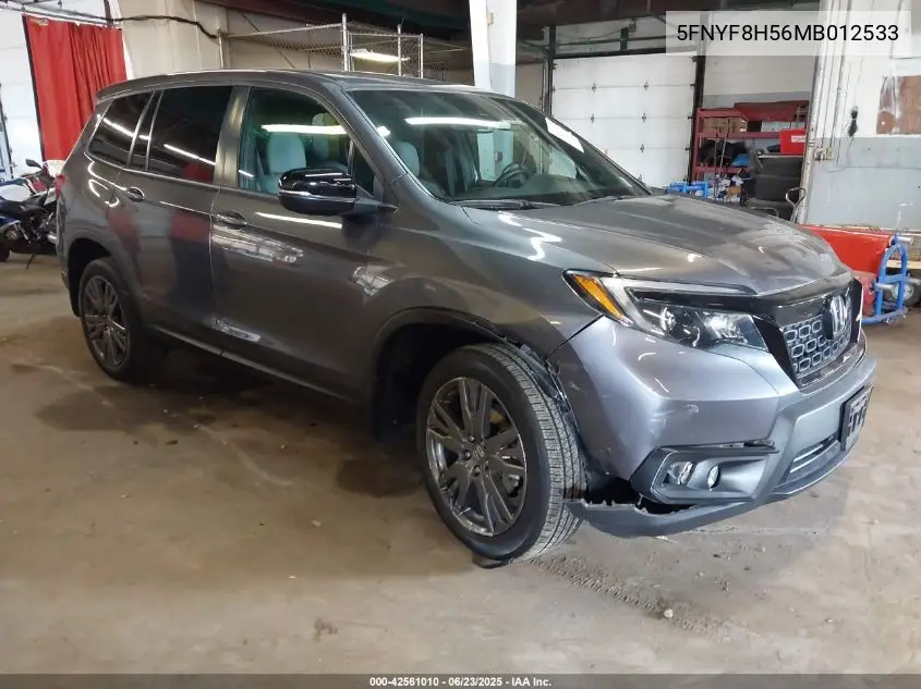 2021 Honda Passport Awd Ex-L VIN: 5FNYF8H56MB012533 Lot: 42561010