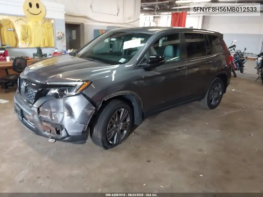 2021 Honda Passport Awd Ex-L VIN: 5FNYF8H56MB012533 Lot: 42561010