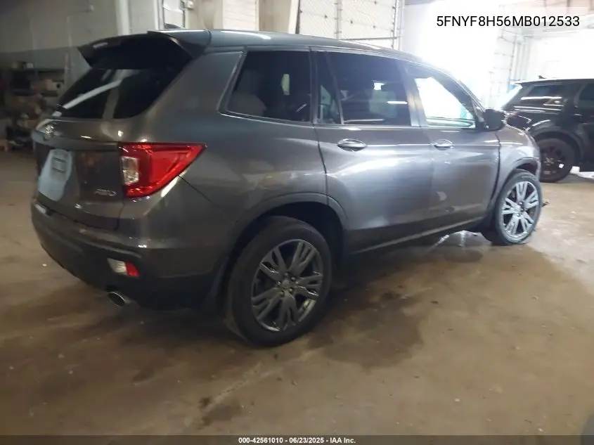 2021 Honda Passport Awd Ex-L VIN: 5FNYF8H56MB012533 Lot: 42561010