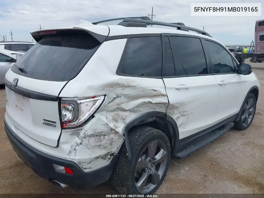 2021 Honda Passport Awd Touring VIN: 5FNYF8H91MB019165 Lot: 42611123