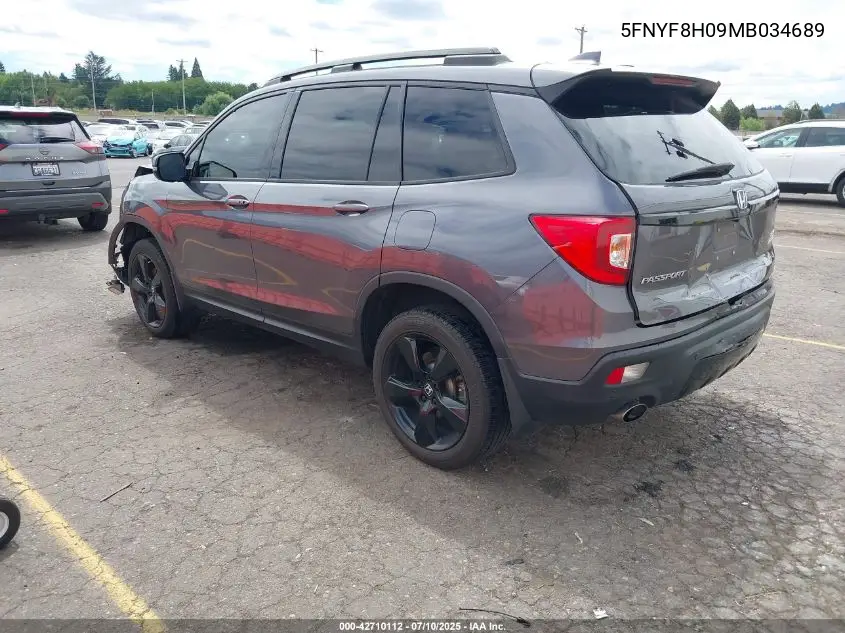 2021 Honda Passport Awd Elite VIN: 5FNYF8H09MB034689 Lot: 42710112