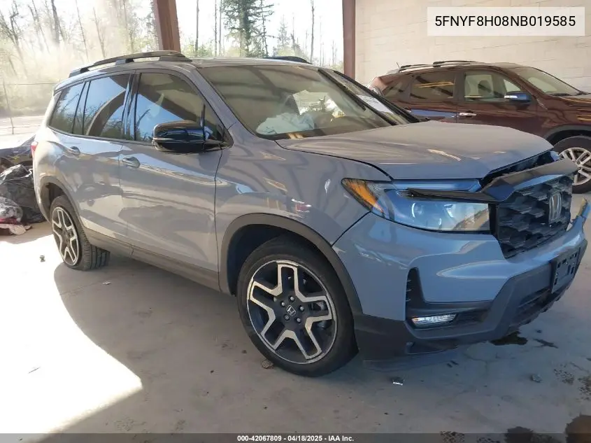 2022 Honda Passport Awd Elite VIN: 5FNYF8H08NB019585 Lot: 42067809