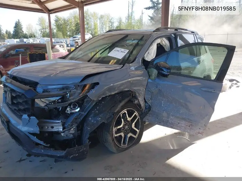2022 Honda Passport Awd Elite VIN: 5FNYF8H08NB019585 Lot: 42067809