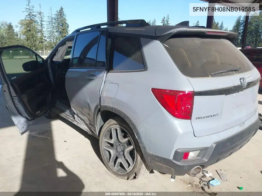 2022 Honda Passport Awd Elite VIN: 5FNYF8H08NB019585 Lot: 42067809