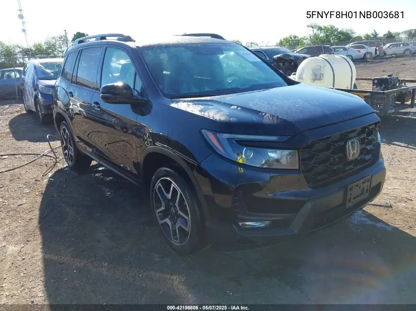 2022 Honda Passport Awd Elite VIN: 5FNYF8H01NB003681 Lot: 42186806
