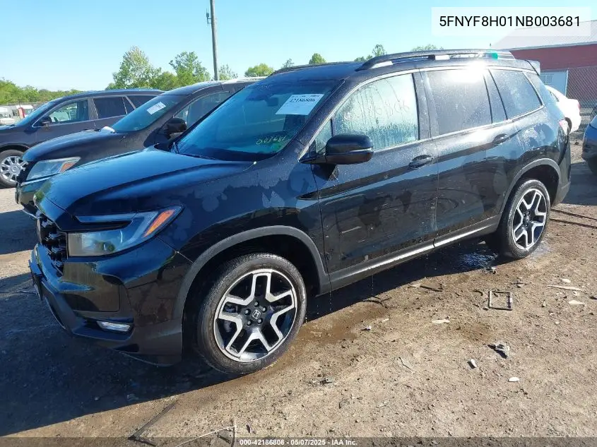 2022 Honda Passport Awd Elite VIN: 5FNYF8H01NB003681 Lot: 42186806