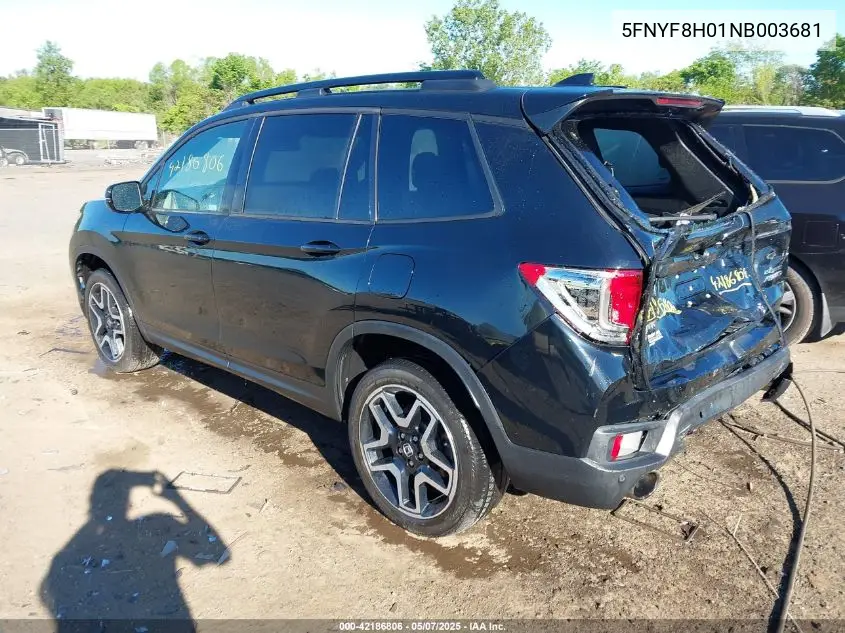 2022 Honda Passport Awd Elite VIN: 5FNYF8H01NB003681 Lot: 42186806