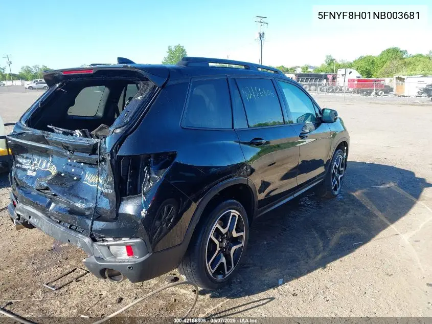 2022 Honda Passport Awd Elite VIN: 5FNYF8H01NB003681 Lot: 42186806