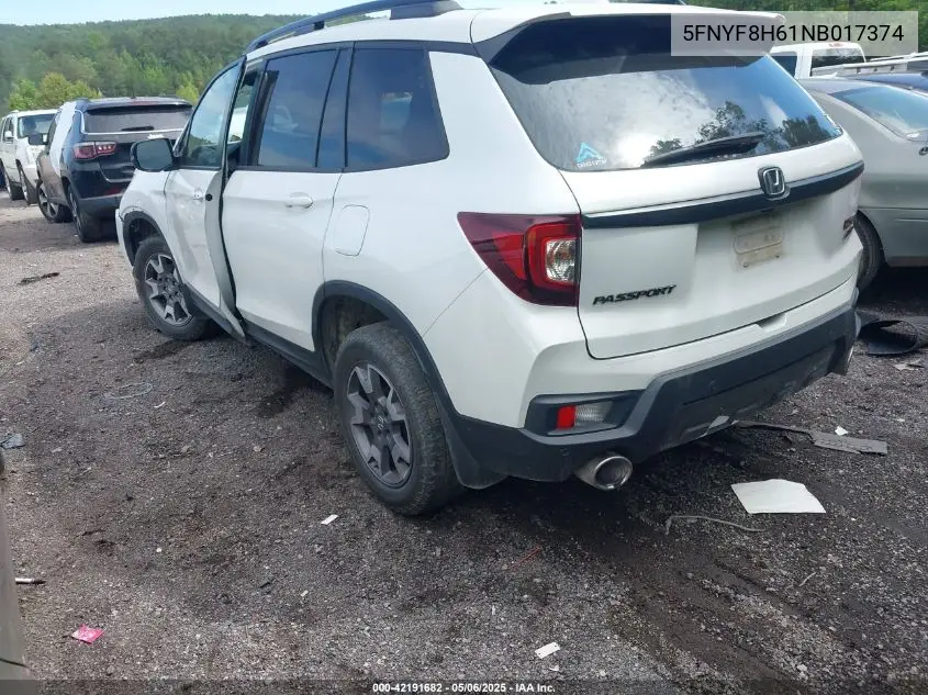 2022 Honda Passport Awd Trailsport VIN: 5FNYF8H61NB017374 Lot: 42191682
