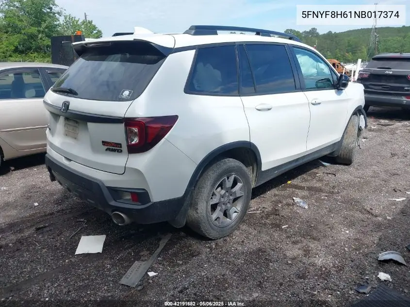 2022 Honda Passport Awd Trailsport VIN: 5FNYF8H61NB017374 Lot: 42191682