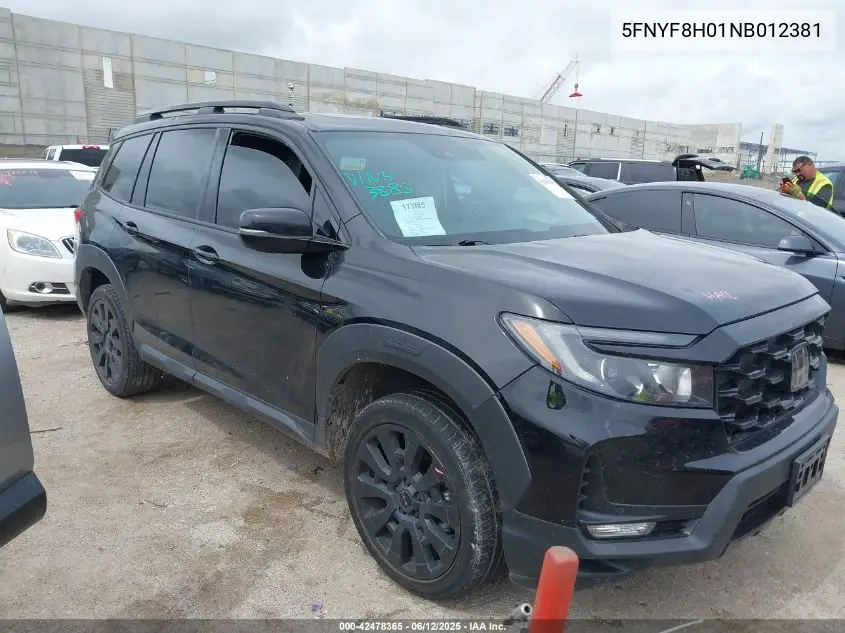2022 Honda Passport Awd Elite VIN: 5FNYF8H01NB012381 Lot: 42478365