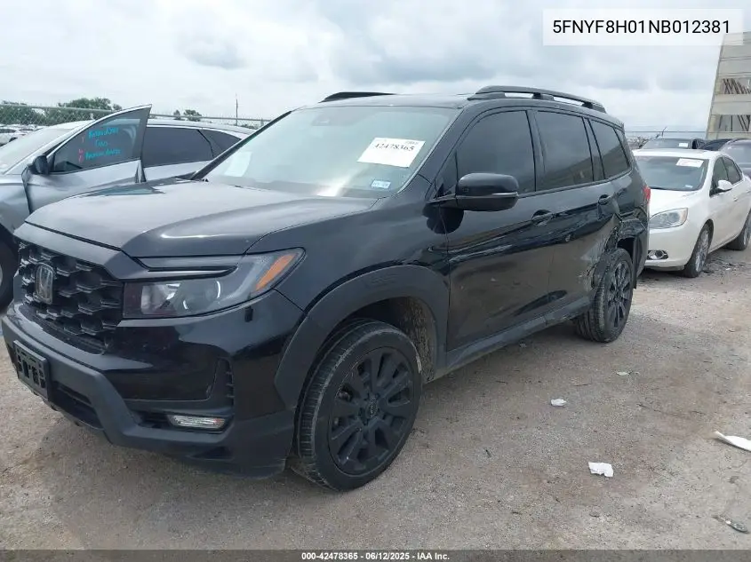 2022 Honda Passport Awd Elite VIN: 5FNYF8H01NB012381 Lot: 42478365