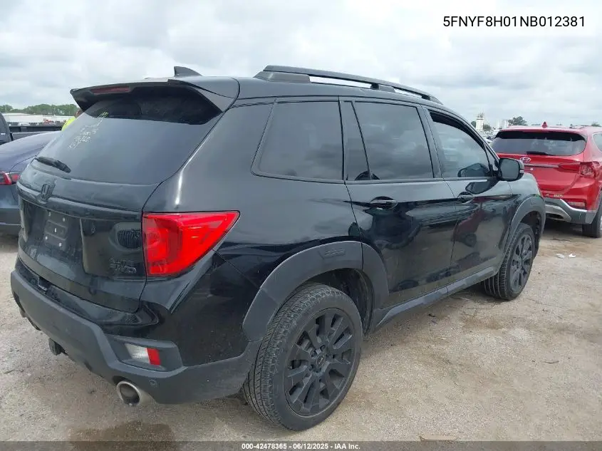 2022 Honda Passport Awd Elite VIN: 5FNYF8H01NB012381 Lot: 42478365
