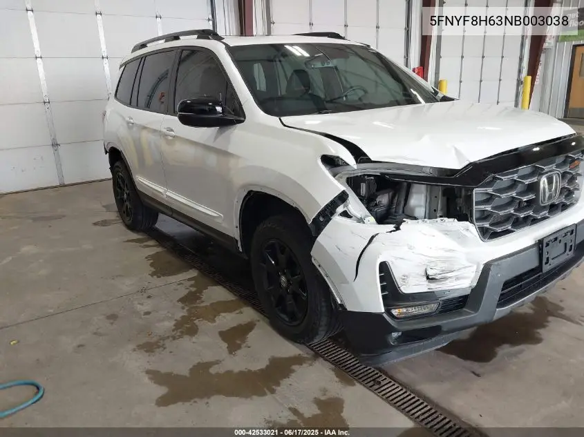 2022 Honda Passport Awd Trailsport VIN: 5FNYF8H63NB003038 Lot: 42533021