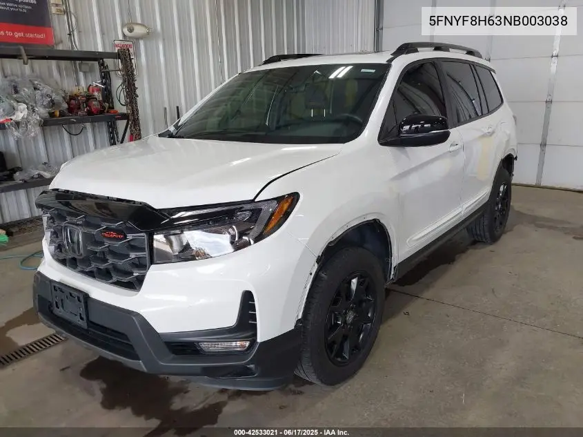 2022 Honda Passport Awd Trailsport VIN: 5FNYF8H63NB003038 Lot: 42533021