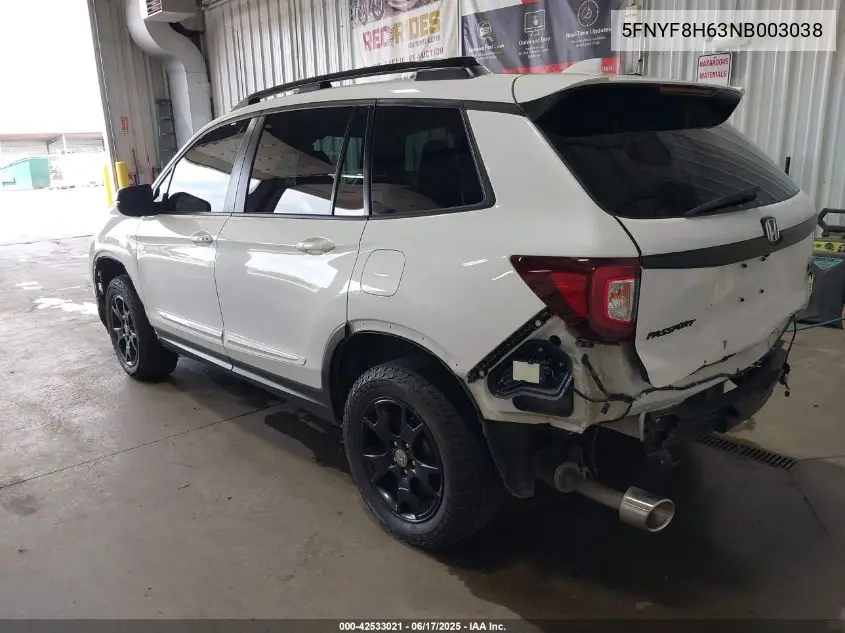 2022 Honda Passport Awd Trailsport VIN: 5FNYF8H63NB003038 Lot: 42533021