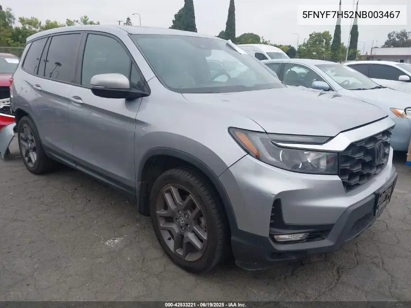 2022 Honda Passport 2Wd Ex-L VIN: 5FNYF7H52NB003467 Lot: 42533221