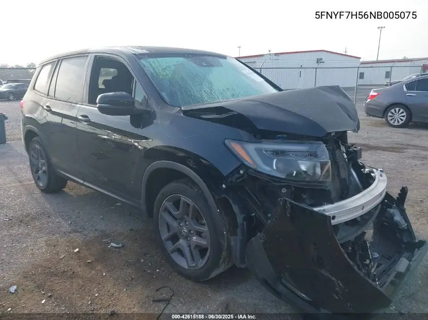 2022 Honda Passport 2Wd Ex-L VIN: 5FNYF7H56NB005075 Lot: 42615188