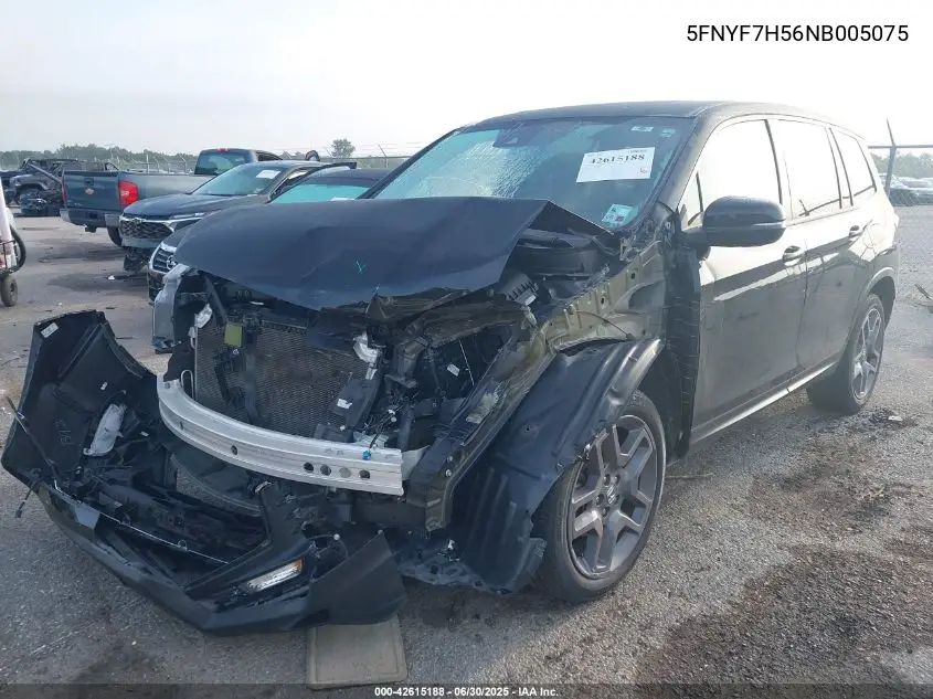 2022 Honda Passport 2Wd Ex-L VIN: 5FNYF7H56NB005075 Lot: 42615188