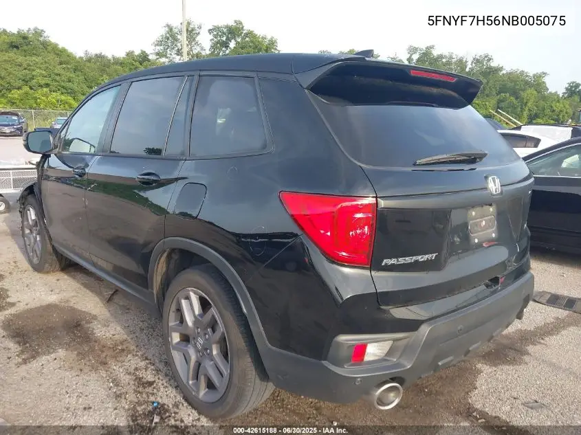 2022 Honda Passport 2Wd Ex-L VIN: 5FNYF7H56NB005075 Lot: 42615188