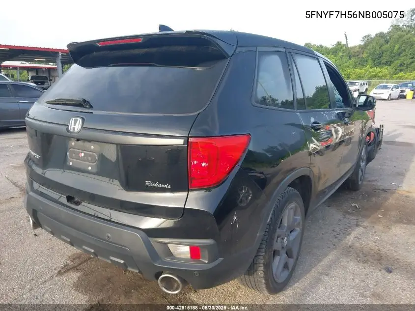 2022 Honda Passport 2Wd Ex-L VIN: 5FNYF7H56NB005075 Lot: 42615188