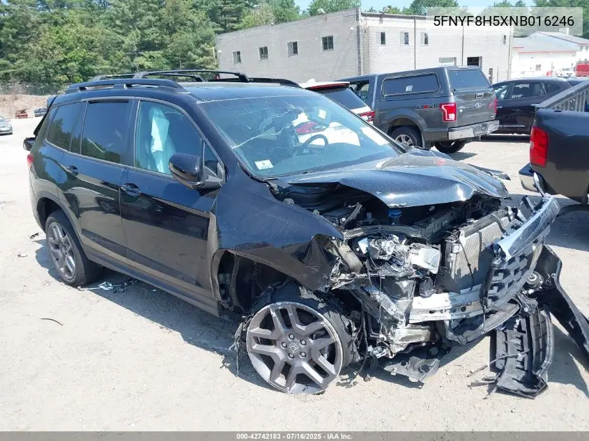 2022 Honda Passport Awd Ex-L VIN: 5FNYF8H5XNB016246 Lot: 42742183