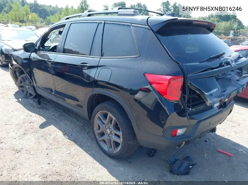 2022 Honda Passport Awd Ex-L VIN: 5FNYF8H5XNB016246 Lot: 42742183