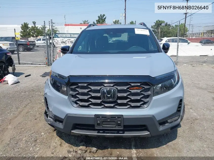 2022 Honda Passport Awd Trailsport VIN: 5FNYF8H68NB026640 Lot: 42746933