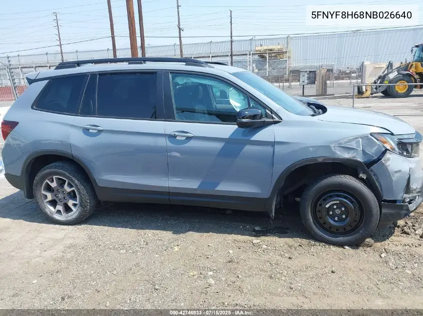 2022 Honda Passport Awd Trailsport VIN: 5FNYF8H68NB026640 Lot: 42746933