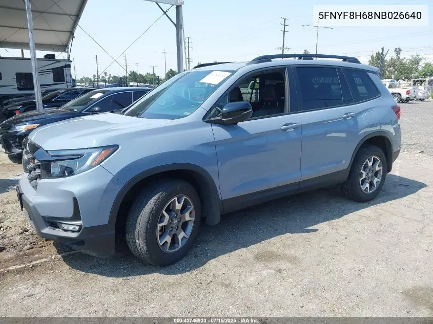 2022 Honda Passport Awd Trailsport VIN: 5FNYF8H68NB026640 Lot: 42746933