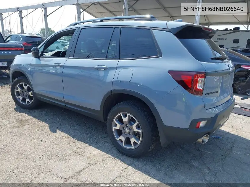 2022 Honda Passport Awd Trailsport VIN: 5FNYF8H68NB026640 Lot: 42746933