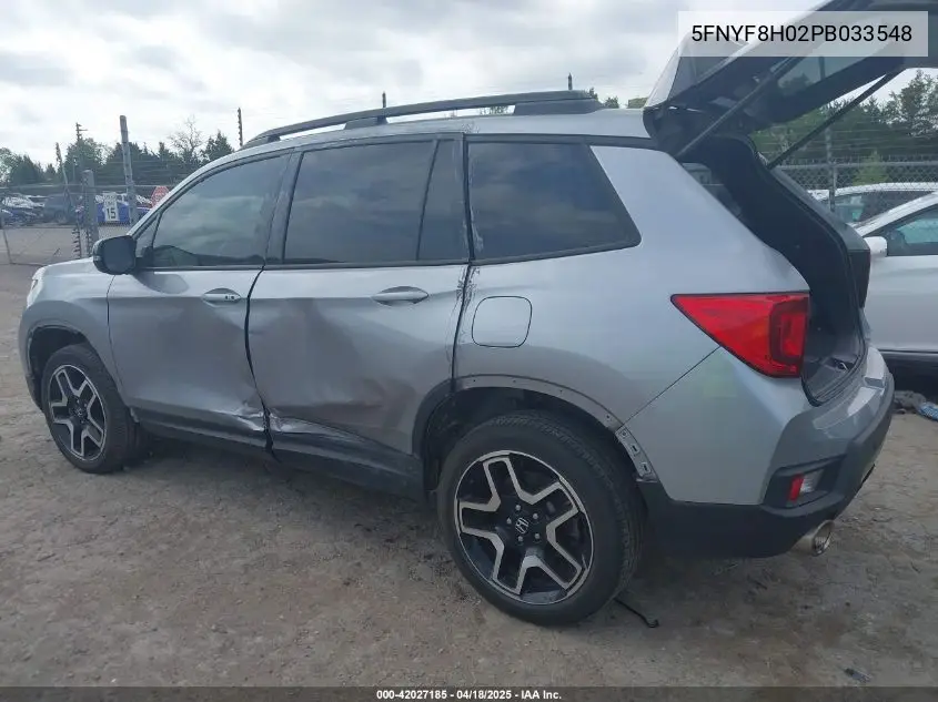 2023 Honda Passport Awd Elite VIN: 5FNYF8H02PB033548 Lot: 42027185