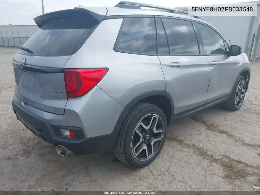 2023 Honda Passport Awd Elite VIN: 5FNYF8H02PB033548 Lot: 42027185