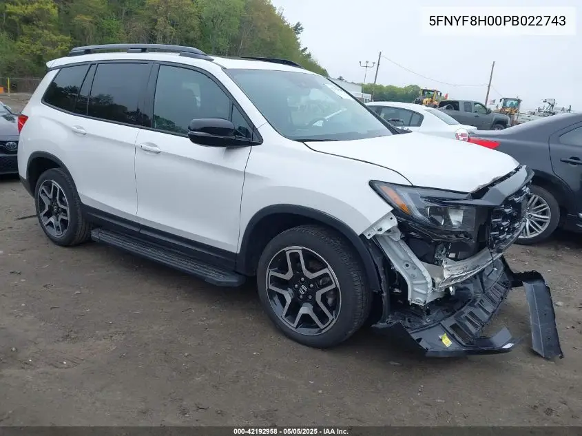 2023 Honda Passport Awd Elite VIN: 5FNYF8H00PB022743 Lot: 42192958